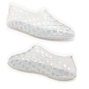 Jeffrey Campbell Jellz Slip on Clear Silver Sandals Size 7M